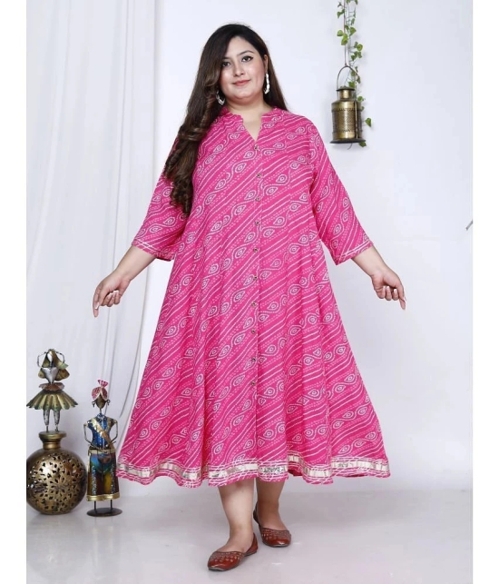 Swasti Cotton Blend Printed Flared Womens Kurti - Pink ( Pack of 1 ) - None