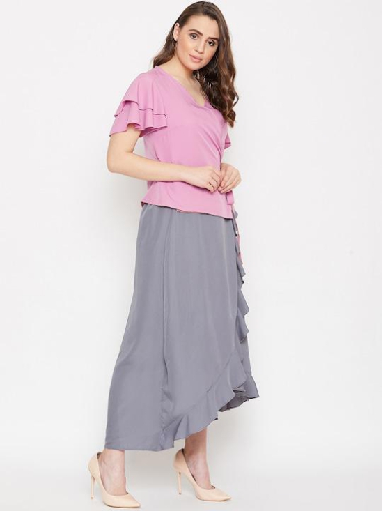 Women Wrap Top and Ruffled Skirt