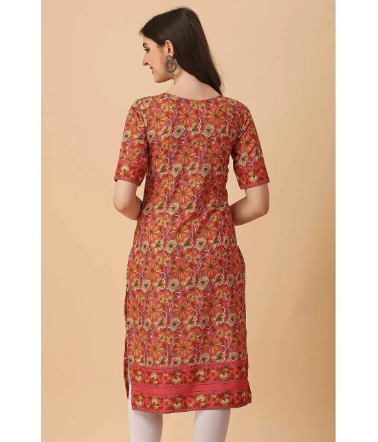 Glomee - Orange Crepe Womens Straight Kurti ( Pack of 1 ) - None