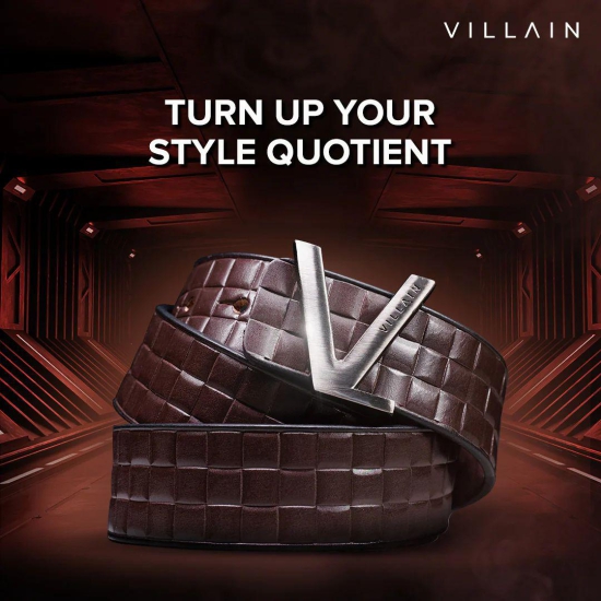 VILLAIN Brown Leather Belt 36