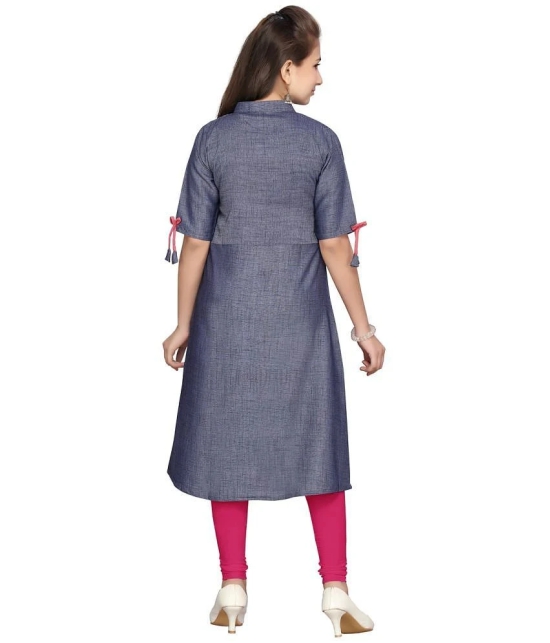 Aarika Blue Cotton Girls Kurti ( Pack of 1 ) - None