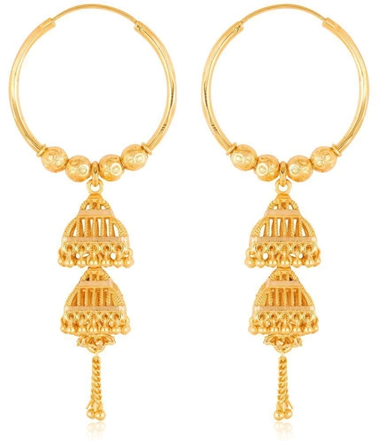 VIVASTRI Golden Jhumki Earrings ( Pack of 1 ) - Golden