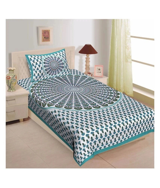 Uniqchoice Cotton Single Bedsheet with 1 Pillow Cover ( 229 cm x 153 cm ) - Green