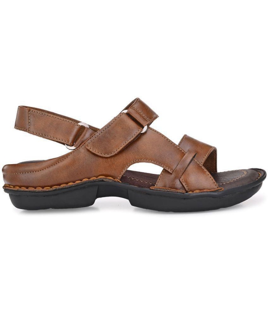 softio Brown Synthetic Leather Sandals - None