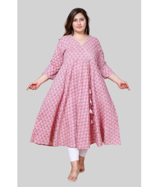 miravan - Pink Cotton Women''s Anarkali Kurti ( Pack of 1 ) - None