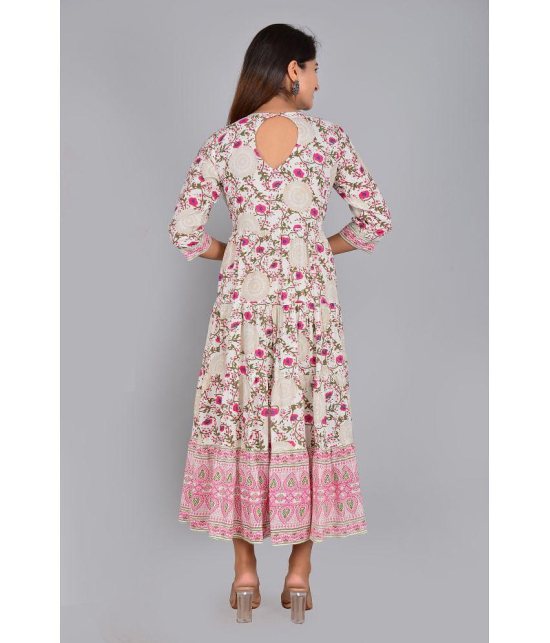 Smien Rayon Printed Anarkali Women''s Kurti - Pink ( Pack of 1 ) - None