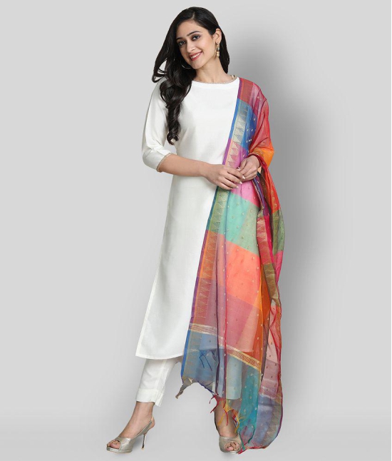 Janasya - Off White Straight Silk Womens Stitched Salwar Suit ( Pack of 1 ) - M