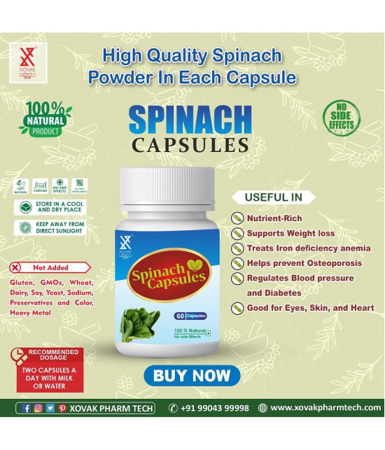 xovak pharmtech Organic Spinach is superfood Antioxidant Capsule 100 gm Pack Of 2