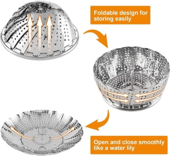 Uttamrobotics Stainless Steel Folding Steamer Basket