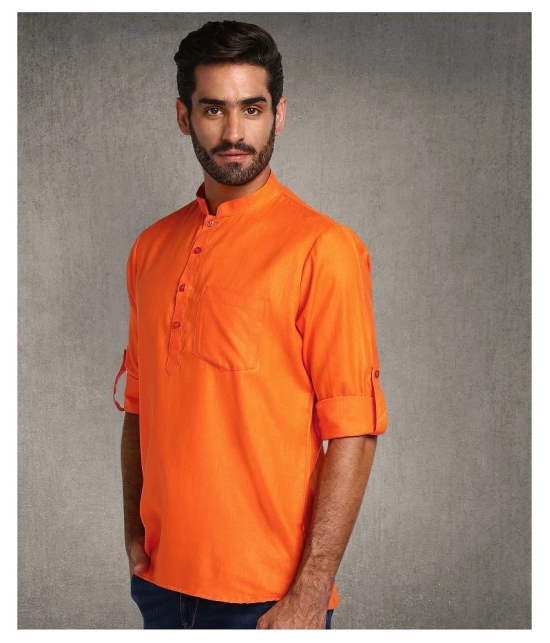 Hangup Orange Polyester Blend Kurta Single - None