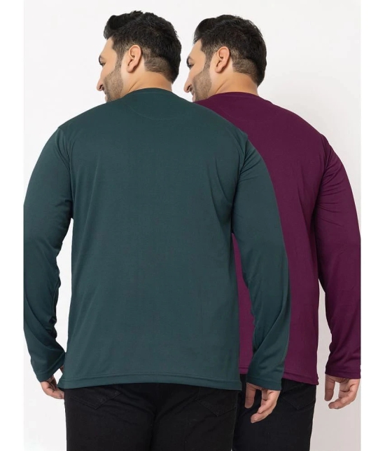 YHA Cotton Blend Regular Fit Solid Full Sleeves Mens T-Shirt - Purple ( Pack of 2 ) - None