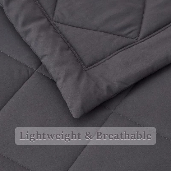 Cultiver Lightweight All Weather Comforter Ultra Soft Quilt Blanket Dohar (90x100 Inches, Dark Grey)