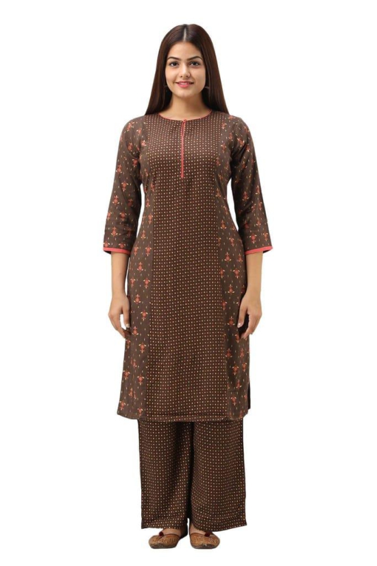 JAIPURETHNICWEAVES Women's Rayon Geometric Printed Straight Kurta & Palazzo Set