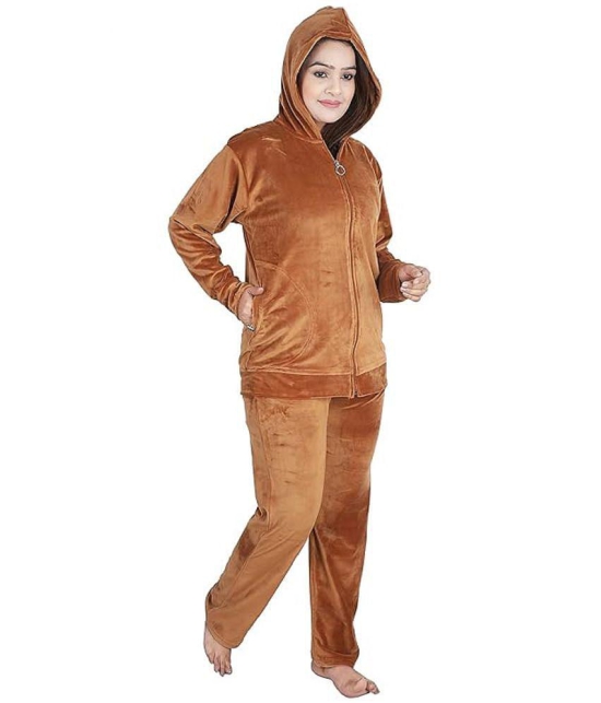 Whyme Fashion Brown Viscose Solid Tracksuit - Pack of 1 - None