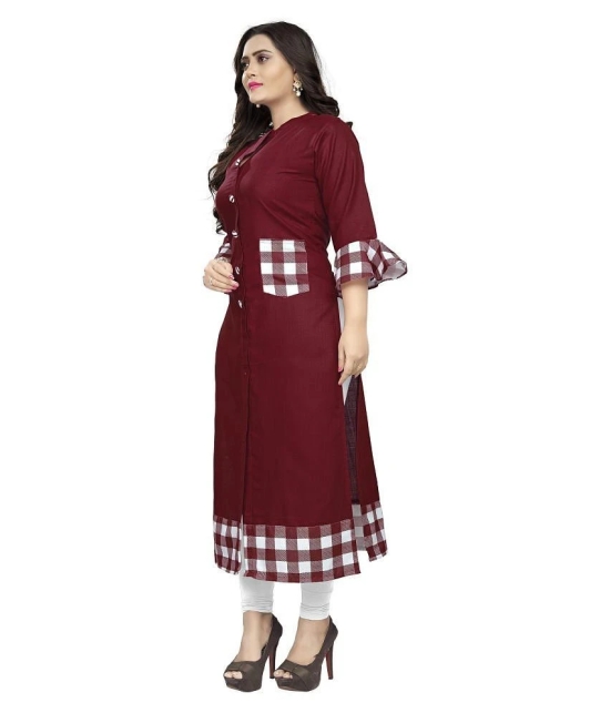 Lerkiza - Maroon Cotton Womens Straight Kurti ( Pack of 1 ) - XXL