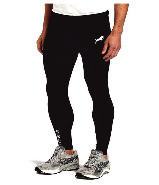 Rider Full Length Skinny lower  Compression Tights Multi Sports Exercise/Gym/Running/Yoga/Other Outdoor ineer wear for Sports - Skin Tight Fitting - Black Color - M