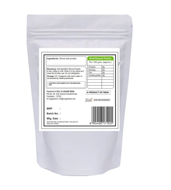 NatuRich Stevia Leaf Powder, Plant based Powder, sugar substitute (Combo {ack 200g x 2) 400 g