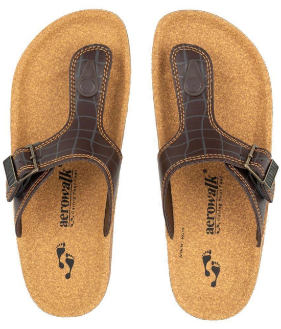 Aerowalk - Brown Mens Leather Slipper - None