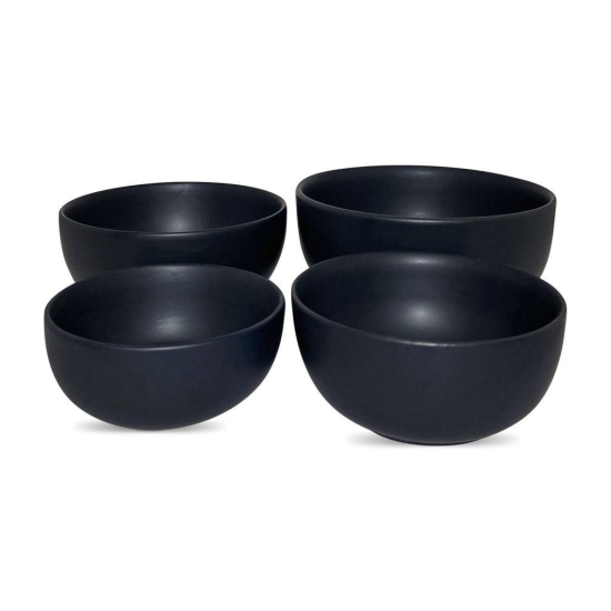 Ceramic Dining Chic Matte Black Ceramic Serving Bowls Set of 4
