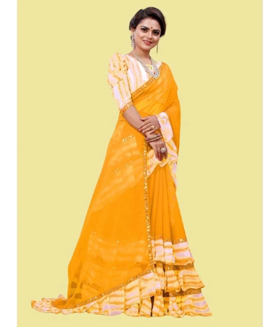 Apnisha Georgette Embellished Saree With Blouse Piece - Yellow ( Pack of 1 ) - Yellow