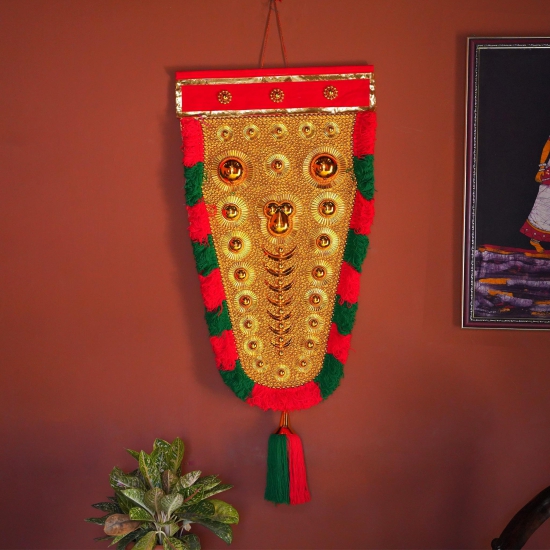 Handcrafted Nettipattam | Elephant Caparison Wall Hanging | 3 feet-Red & Green