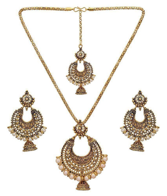 Bhagya Lakshmi Alloy Brown Contemporary Contemporary/Fashion Antique Necklaces Set - Brown