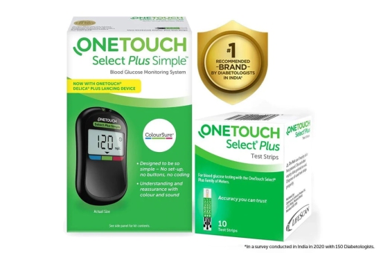 OneTouch Select Plus Simple Glucometer with free Strips