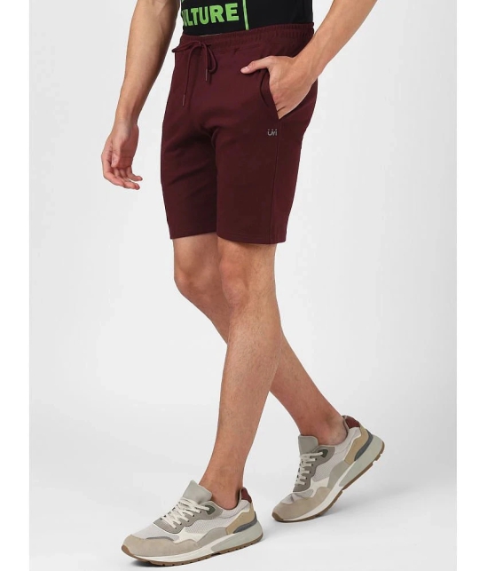 UrbanMark Men Cotton Stretch Regular Fit Solid Lounge Shorts-Wine - None