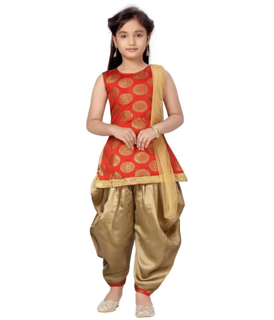 Aarika Red Silk Girls Patiala Kurta Set ( Pack of 1 ) - None