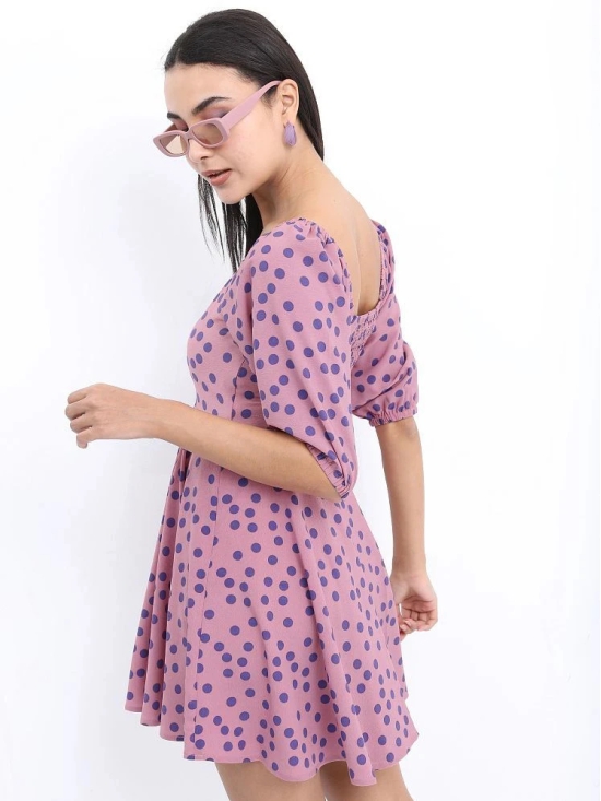 Ketch Polyester Printed Mini Womens Fit & Flare Dress - Pink ( Pack of 1 ) - None