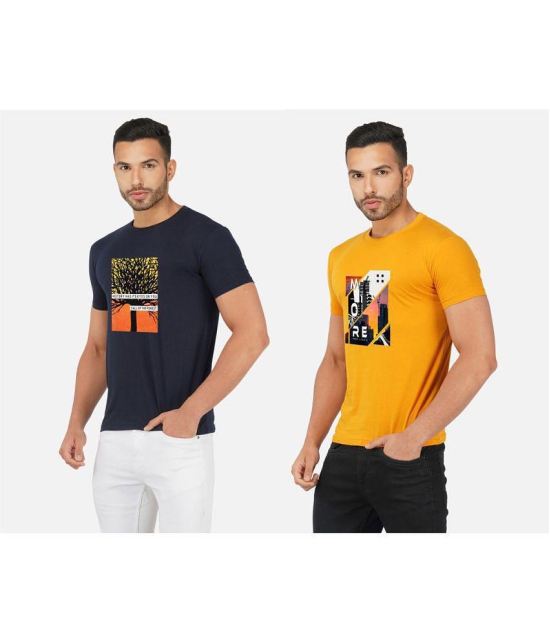 CHOZI Cotton Blend Regular Fit Printed Half Sleeves Men''s T-Shirt - Multicolor ( Pack of 2 ) - None