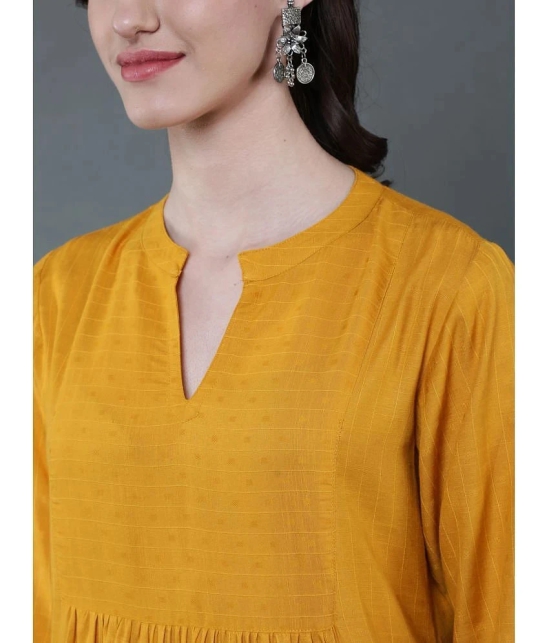 Antaran Rayon Self Design A-line Womens Kurti - Yellow ( Pack of 1 ) - None