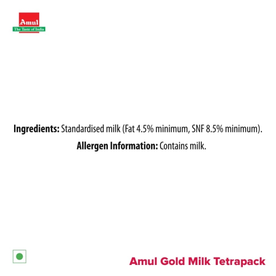 AMUL GOLD STANDARDISED MILK 1 LTR TP