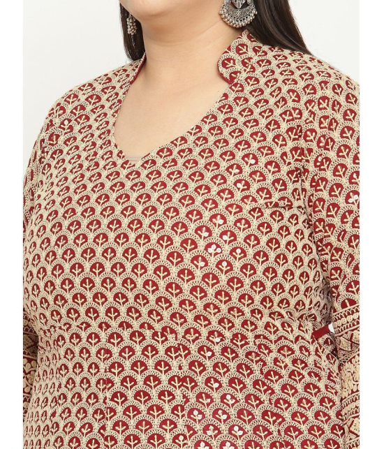 Queenley - Maroon Cotton Womens Flared Kurti ( Pack of 1 ) - None