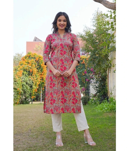 Vbuyz Cotton Printed Straight Womens Kurti - Pink ( Pack of 1 ) - None