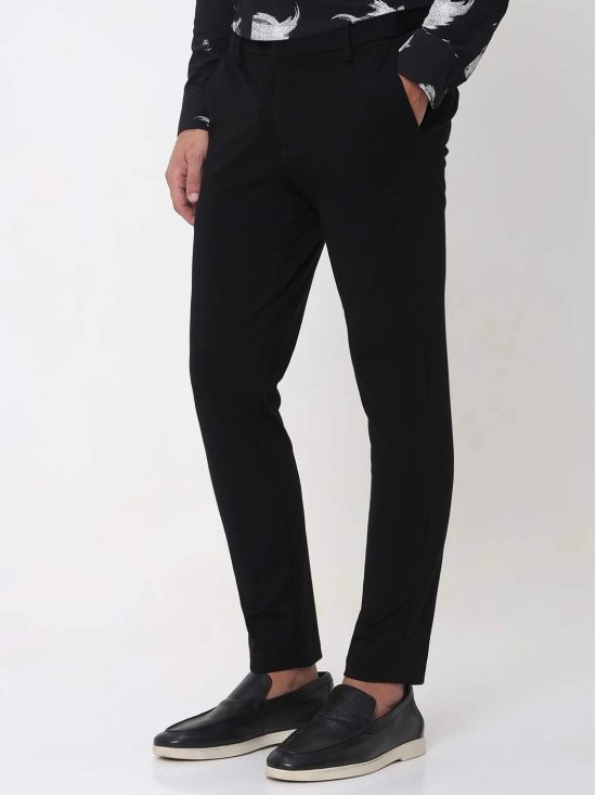 Black Ankle Length Stretch Chinos Trouser