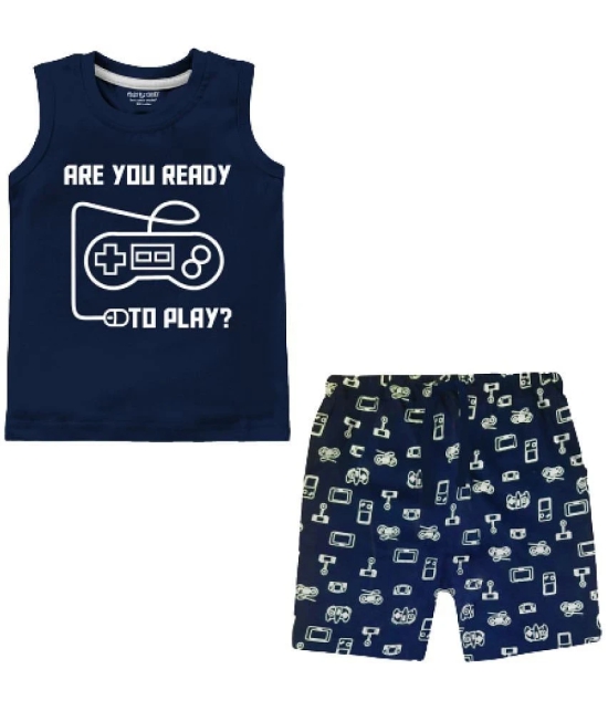 NammaBaby - Blue Cotton Boys T-Shirt & Shorts ( Pack of 1 ) - None