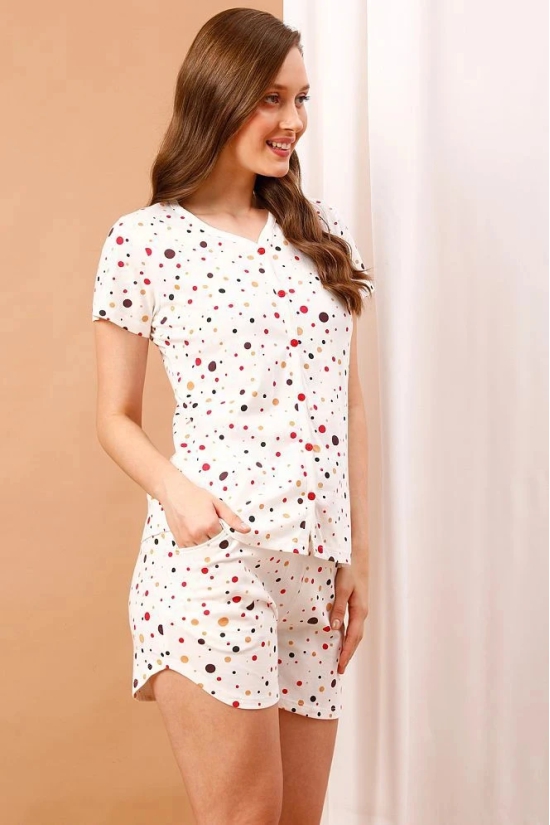 Clovia White Cotton Womens Nightwear Nightsuit Sets ( Pack of 2 ) - None