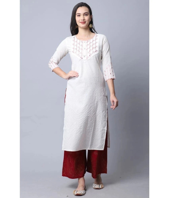 Rajnandini - White 100% Cotton Womens Straight Kurti ( Pack of 1 ) - None