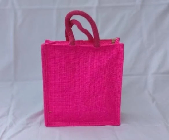 Sonchiraiya Printed Pink Colour Jute Bag