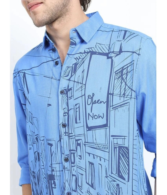 Ketch 100% Cotton Regular Fit Printed Half Sleeves Mens Casual Shirt - Blue ( Pack of 1 ) - None