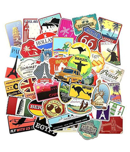 iDream Retro Travel Landmark Waterproof Postage Building Decal Sticker DIY for Toys, Suitcase, Scrapbook, Laptop, Guitar etc. (Set of 100)