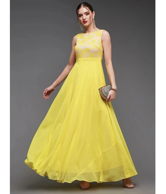 Miss Chase Polyester Solid Full Length Womens Gown - Yellow ( Pack of 1 ) - None