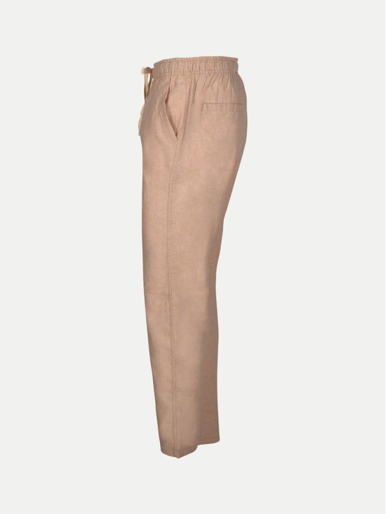 Men Sand Solid Remi Cotton Chinos Trousers