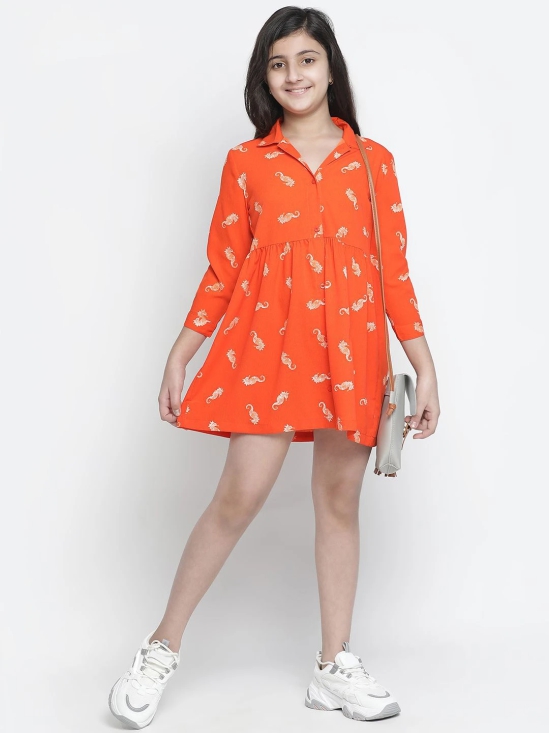 Oxolloxo Orange Floral Satin Shirt Dress