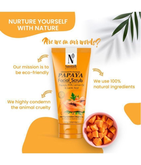 NutriGlow NATURAL'S Advanced Pro Formula Papaya Facial Scrub for Deep Exfoliation with AHA, Lemon Oil, All Skin Types, 100g