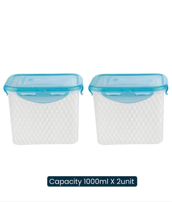 HOMETALES Multi-Purpose Container 1000ml each, Blue Lid (2U) - Blue