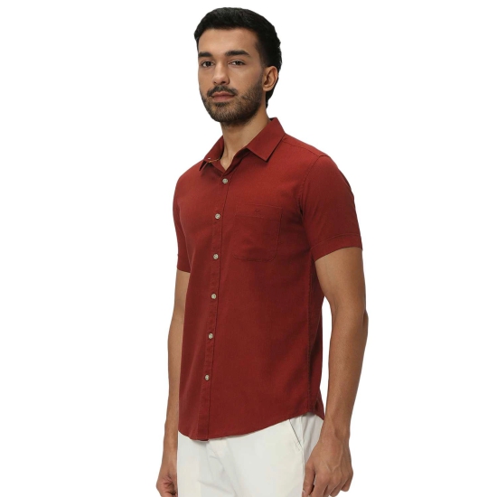 Red Textured Plain Dobby Shirt