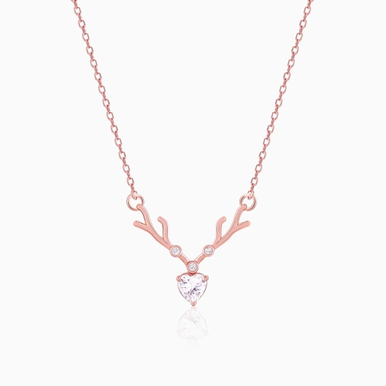 Rose Gold Deer Heart Necklace