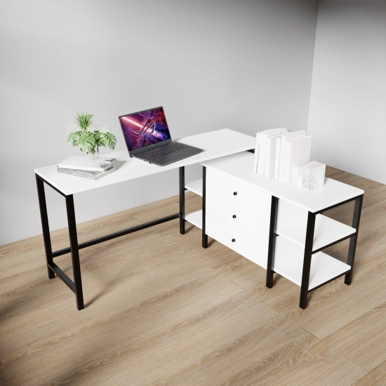 KERRY Workstation Desk in wenge finish-White